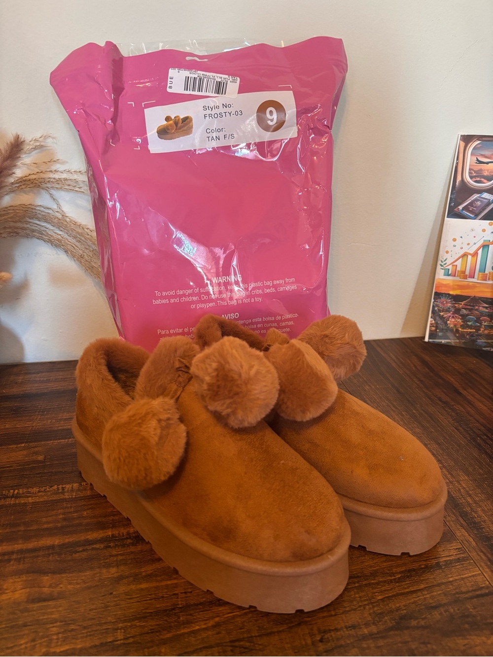 women Tan Pom-Pom Slip-On Shoes